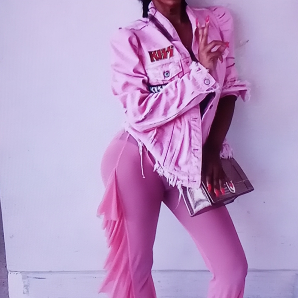 🩸ZARA SOLD OUT Distress Jacket Denim KISS Puff Sleeve Jacket LAST CHANCE‼️ - Picture 7 of 8